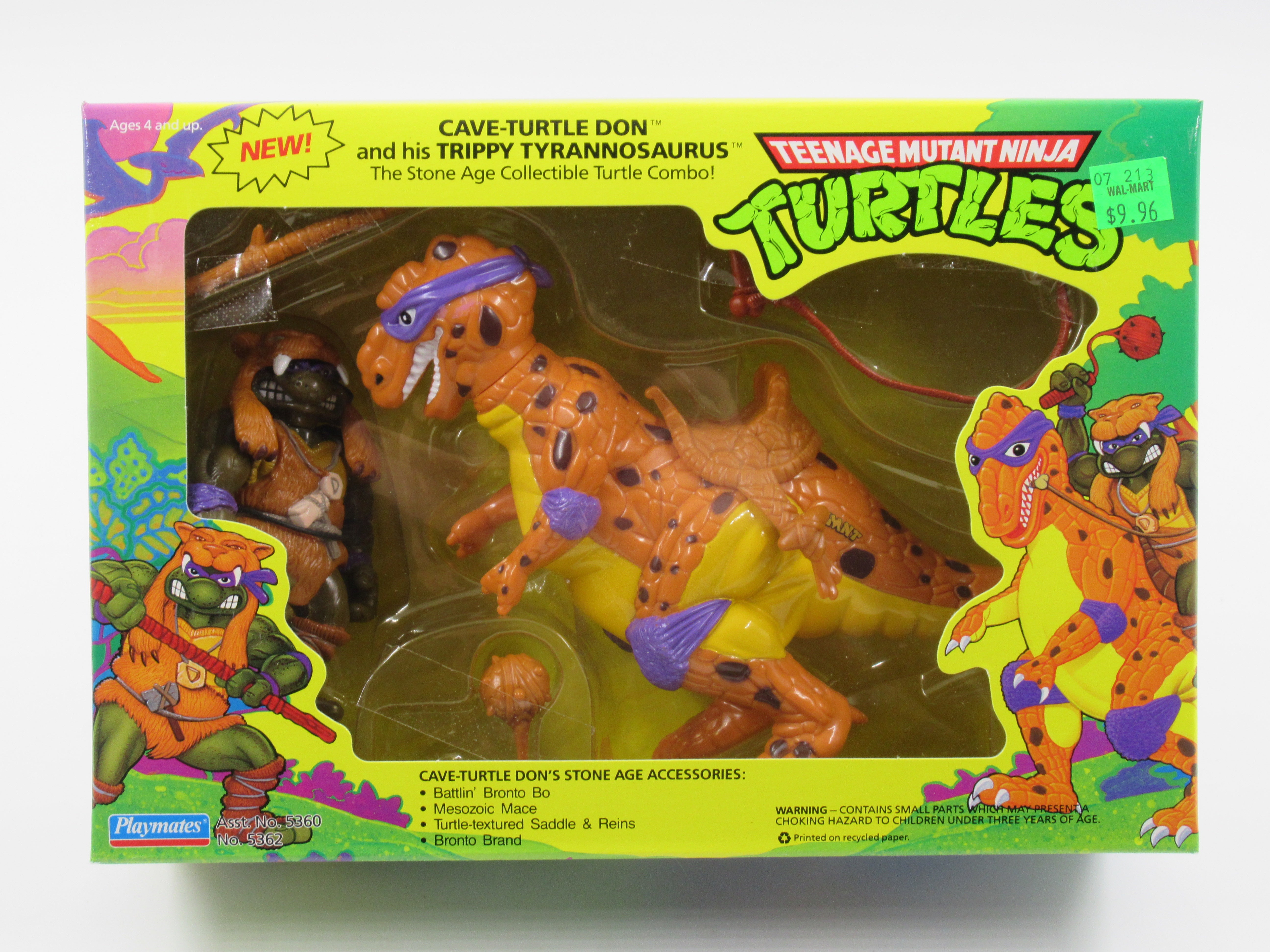Teenage Mutant Ninja Turtles Cave-Turtle Don and his Trippy Tyrannosaurus 4" Figure TMNTs - Playmates (1993)